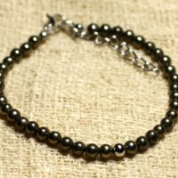 Bracelet 925 Sterling Silver And Semi Precious Pyrite 4 Mm | Natural genuine Gemstone jewelry. Buy crystal jewelry, handmade handcrafted artisan jewelry for women.  Unique handmade gift ideas. #jewelry #beadedjewelry #beadedjewelry #gift #shopping #handmadejewelry #fashion #style #product #jewelry #affiliate #ad
