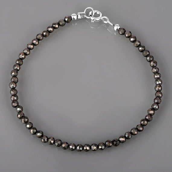 925 Sterling Silver Pyrite Gems Bracelet, Gemstone Bracelet, Beaded Bracelet, Pyrite Jewelry Bracelet, Handmade Jewelry, Silver Bracelet