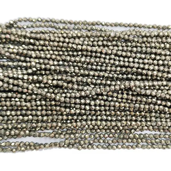 Faceted Round Iron Pyrite Beads, 2mm 3mm 4mm 6mm 8mm 10mm 12mm 14mm Natural Stone Jewelry Beading Bead