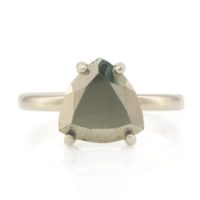 Bold Trillion Pyrite Ring · Trillion Solitaire Ring · 925 Fine Sterling Silver Ring · Stackable Gemstone Ring · Handmade Cocktail Ring | Natural genuine Gemstone jewelry. Buy crystal jewelry, handmade handcrafted artisan jewelry for women.  Unique handmade gift ideas. #jewelry #beadedjewelry #beadedjewelry #gift #shopping #handmadejewelry #fashion #style #product #jewelry #affiliate #ad