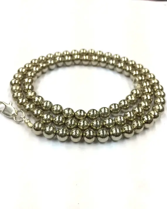 Natural Smooth Silver Pyrite Round Beads 6mm Gemstone Beads 18" Strand Wholesale Price
