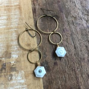 Shop Quartz Crystal Earrings! Brass and solar quartz earrings | Natural genuine Quartz earrings. Buy crystal jewelry, handmade handcrafted artisan jewelry for women.  Unique handmade gift ideas. #jewelry #beadedearrings #beadedjewelry #gift #shopping #handmadejewelry #fashion #style #product #earrings #affiliate #ad