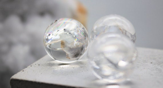 Rainbow Clear Quartz Sphere Mini Clear Quartz Crystal Healing Sphere Clear Quartz Ball Zodiac Birthday Gift May Taurus Gemini