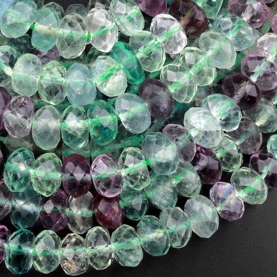 Aaa Natural Rainbow Fluorite Faceted Rondelle 4mm 6mm 8mm Beads Stunning Intense Purple Blue Green Gemstone 15.5" Strand Aaa Natural Rainbow Fluorite Faceted Rondelle 4mm 6mm 8mm Beads Stunning Intense Purple Blue Green Gemstone 15.5" Strand