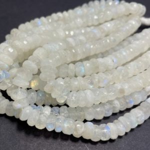 Shop Rainbow Moonstone Faceted Beads! Natural Moonstone Beads, High Quality Grade AA Rainbow Moonstone Faceted Rondelle Loose Gemstone Beads – 8" – 10" Strand – RDF93 | Natural genuine faceted Rainbow Moonstone beads for beading and jewelry making.  #jewelry #beads #beadedjewelry #diyjewelry #jewelrymaking #beadstore #beading #affiliate #ad