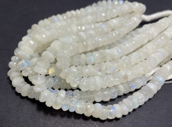 Natural Moonstone Beads, High Quality Grade Aa Rainbow Moonstone Faceted Rondelle Loose Gemstone Beads - 8" - 10" Strand - Rdf93