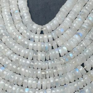 Shop Rainbow Moonstone Rondelle Beads! Natural Rainbow Moonstone Smooth Tyre Beads, 6-7 MM Blue Flash Moonstone 13 Inch Tyre Beads, An Amazing Item | Natural genuine rondelle Rainbow Moonstone beads for beading and jewelry making.  #jewelry #beads #beadedjewelry #diyjewelry #jewelrymaking #beadstore #beading #affiliate #ad