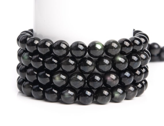 Natural Rainbow Obsidian Gemstone Grade Aaa Round 6mm 8mm Loose Beads