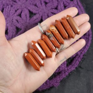Shop Red Jasper Points & Wands! ONE Red Jasper Double Terminated Point Wand Mini Crystal  polished small | Natural genuine stones & crystals in various shapes & sizes. Buy raw cut, tumbled, or polished gemstones for making jewelry or crystal healing energy vibration raising reiki stones. #crystals #gemstones #crystalhealing #crystalsandgemstones #energyhealing #affiliate #ad
