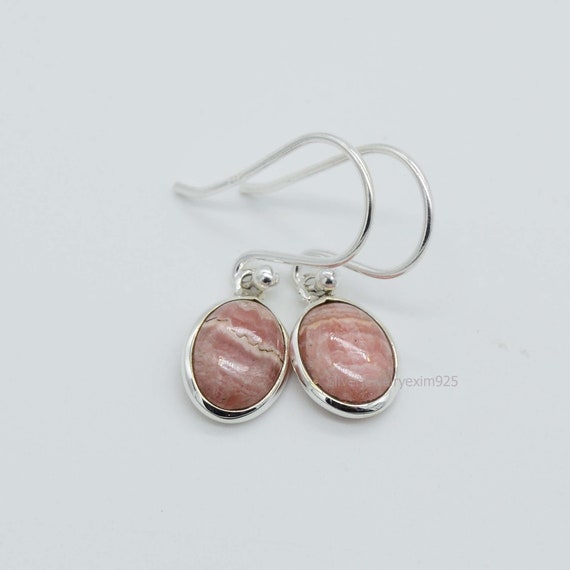Pink Rhodochrosite Earrings, Rhodochrosite Silver Earrings, Women Earrings, 925 Silver Earring, Rhodochrosite Earrings, Gemstone Jewelry.