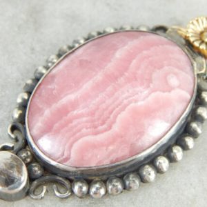 Shop Rhodochrosite Pendants! Vintage Rhodochrosite Pendant in Silver and Gold JFH4N0-R | Natural genuine Rhodochrosite pendants. Buy crystal jewelry, handmade handcrafted artisan jewelry for women.  Unique handmade gift ideas. #jewelry #beadedpendants #beadedjewelry #gift #shopping #handmadejewelry #fashion #style #product #pendants #affiliate #ad