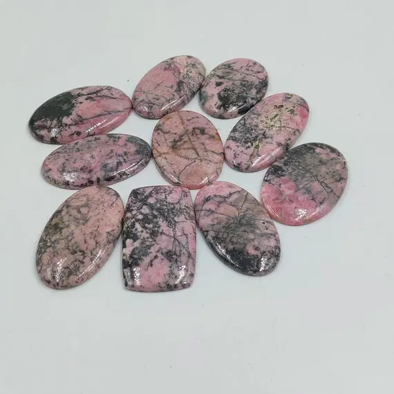 Wholesale Lot Rhodonite Stone 5 Pc / 10 Pc Lot Mix Shape 25 To 30 Mm Cabochon Gemstone Jewelry Stone Free Shipping