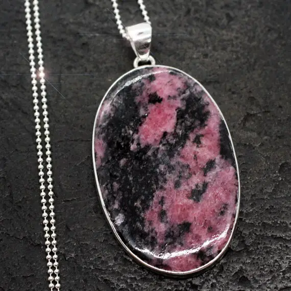 Evening Rose  - Rhodonite Sterling Silver Necklace
