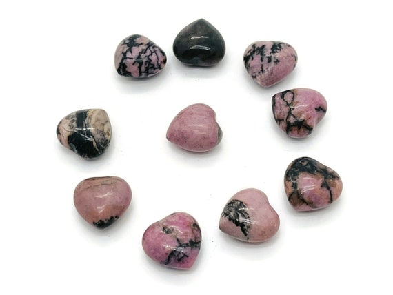 Rhodonite Heart Gemstone - Puffy Heart –  Healing Crystals - Nurturing Stone – Crystal Hearts – 15x15x9mm - He1044