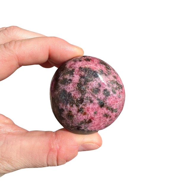 Rhodonite Palm Stone (1.5" - 2") Rhodonite Stone - Polished Rhodonite Worry Stone - Tumbled Pink Rhodonite Crystal - Pink Crystal For Love