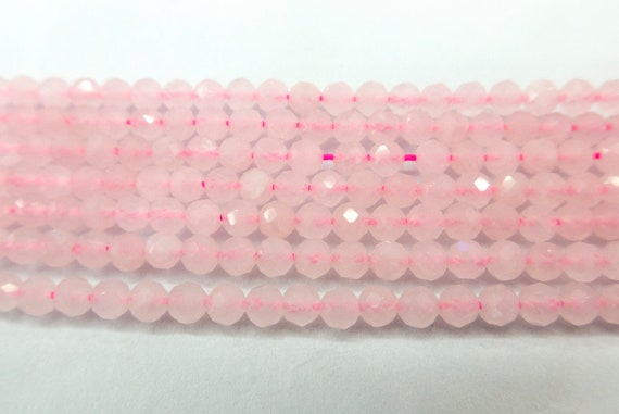 Pink Quartz Small Beads - Faceted Rose Quartz Tiny Beads - Natural Quartz Gemstone For Jewelry Making - Pink Stone Beads - 2mm 3mm 4mm Beads