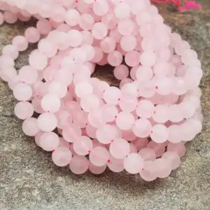 Shop Rose Quartz Beads! 4mm or 6mm or 8mm Natural Rose Quartz Matte Round Beads, 15 inch | Natural genuine beads Rose Quartz beads for beading and jewelry making.  #jewelry #beads #beadedjewelry #diyjewelry #jewelrymaking #beadstore #beading #affiliate #ad