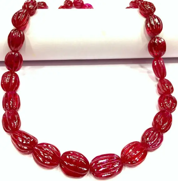 Aaaa++ Quality~~gorgeous Looking~~ruby Nuggets Beads Ruby Carved Nuggets Beads Transparent Ruby Gemstone Beads Ruby Carving Ruby Necklace.