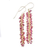 Red Ruby Earrings Long Dangle Clusters 2.6 Inches Chandelier Style Natural Gemstones Spyglass Designs Sterling Silver 14k Solid Gold | Natural genuine Gemstone jewelry. Buy crystal jewelry, handmade handcrafted artisan jewelry for women.  Unique handmade gift ideas. #jewelry #beadedjewelry #beadedjewelry #gift #shopping #handmadejewelry #fashion #style #product #jewelry #affiliate #ad