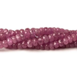 Shop Ruby Beads! Faceted Ruby Rondelle Beads, Ruby Beads, Pink Beads, Faceted Pink Rondelle Beads, Faceted Ruby Beads | Natural genuine beads Ruby beads for beading and jewelry making.  #jewelry #beads #beadedjewelry #diyjewelry #jewelrymaking #beadstore #beading #affiliate #ad