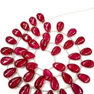Shop Ruby Bead Shapes! Extremely Beautiful Ruby Corundum Smooth Teardrop Beads Pear Shape Ruby Pear Beads Ruby Gemstone Ruby Smooth Beads 18" Strand | Natural genuine other-shape Ruby beads for beading and jewelry making.  #jewelry #beads #beadedjewelry #diyjewelry #jewelrymaking #beadstore #beading #affiliate #ad