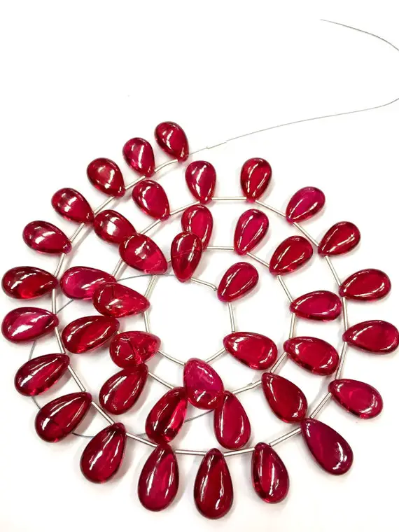 Extremely Beautiful Ruby Corundum Smooth Teardrop Beads Pear Shape Ruby Pear Beads Ruby Gemstone Ruby Smooth Beads 18" Strand