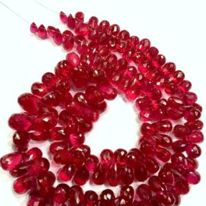 Shop Ruby Bead Shapes! Extremely Beautiful~~Latest Arrival~Ruby Teardrop Necklace Ruby Corundum Faceted Teardrop Beads Ruby Briolettes Ruby Gemstone Beads | Natural genuine other-shape Ruby beads for beading and jewelry making.  #jewelry #beads #beadedjewelry #diyjewelry #jewelrymaking #beadstore #beading #affiliate #ad