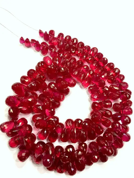 Extremely Beautiful~~latest Arrival~ruby Teardrop Necklace Ruby Corundum Faceted Teardrop Beads Ruby Briolettes Ruby Gemstone Beads