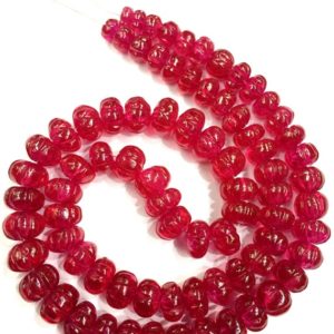 Shop Ruby Bead Shapes! Extremely Beautiful~~Very Rare Ruby Corundum Melon Beads Ruby Hand Carved Beads Ruby Pumpkin Shape Beads Ruby Gemstone Beads Wholesale Price | Natural genuine other-shape Ruby beads for beading and jewelry making.  #jewelry #beads #beadedjewelry #diyjewelry #jewelrymaking #beadstore #beading #affiliate #ad