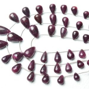 Shop Ruby Bead Shapes! Natural Ruby Plain Teardrop Beads 6x9mm to 10x15mm Smooth Tear Drop Briolettes Gemstone Beads Rare Ruby Drop Beads 7 Inches Strand No5718 | Natural genuine other-shape Ruby beads for beading and jewelry making.  #jewelry #beads #beadedjewelry #diyjewelry #jewelrymaking #beadstore #beading #affiliate #ad
