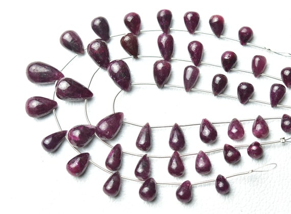 Natural Ruby Plain Teardrop Beads 6x9mm To 10x15mm Smooth Tear Drop Briolettes Gemstone Beads Rare Ruby Drop Beads 7 Inches Strand No5718