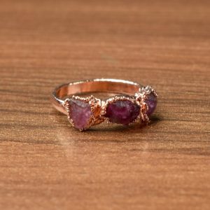 Shop Ruby Rings! Natural Raw Ruby Gemstone Ring  Electroformed Copper Ring  Womens Ring  Raw Stone Ring  Birthstone Ring  Dainty Ring  Anniversary Gift | Natural genuine Ruby rings, simple unique handcrafted gemstone rings. #rings #jewelry #shopping #gift #handmade #fashion #style #affiliate #ad