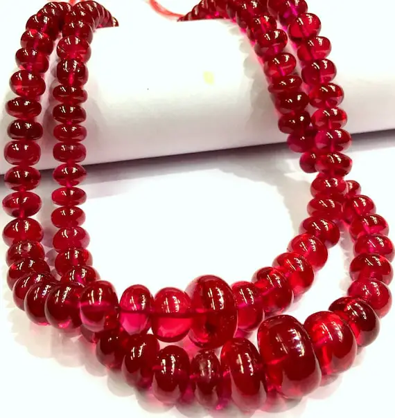 Aaaa++ Quality~~extremely Beautiful~~ruby Corundum Rondelle Beads Smooth Polished Ruby Gemstone Beads Large Size Ruby Smooth Rondelle Beads.