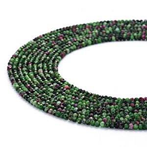 Shop Ruby Zoisite Faceted Beads! Natural Ruby Zoisite Faceted Rondelle Beads 1x2mm 2x3mm 15.5" Strand | Natural genuine faceted Ruby Zoisite beads for beading and jewelry making.  #jewelry #beads #beadedjewelry #diyjewelry #jewelrymaking #beadstore #beading #affiliate #ad
