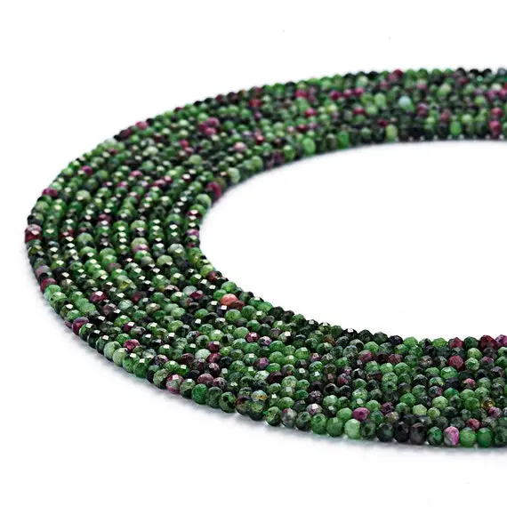 Natural Ruby Zoisite Faceted Rondelle Beads 1x2mm 2x3mm 15.5" Strand