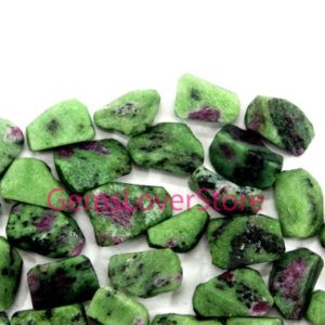 Shop Raw & Rough Ruby Zoisite Stones! 10 Pieces Ethnic Jewelry Green Raw Size 16-20 MM Beautiful Green Quartz Natural Ruby Zoisite Gemstone Anyolite Rough Gemstone Genuine Rough | Natural genuine stones & crystals in various shapes & sizes. Buy raw cut, tumbled, or polished gemstones for making jewelry or crystal healing energy vibration raising reiki stones. #crystals #gemstones #crystalhealing #crystalsandgemstones #energyhealing #affiliate #ad