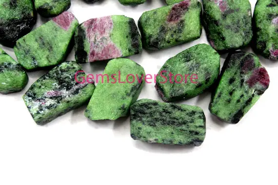 10 Pieces Natural Healing Crystal Raw Size 20-24 Mm Natural Ruby Zoisite Gemstone Anyolite Rough Gemstone Genuine Rough Making Jewelry Rough