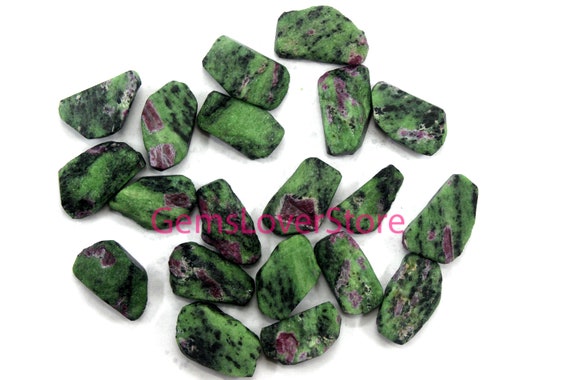 2 Pieces Antique Raw Gemstone Sale Size 30-34 Mm Unpolished Green Zoisite Raw Natural Ruby Zoisite Gemstone Anyolite Rough Making Jewelry