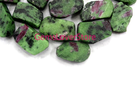 5 Pieces Semi Precious Crystal Raw Size 24-28 Mm High Quality Unpolished Rough Natural Ruby Zoisite Gemstone Anyolite Rough Genuine Gemstone