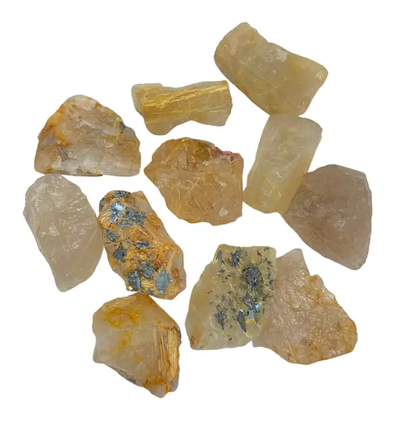 Raw Golden Rutilated Quartz Crystal (0 - 3.25") Grade A Raw Rutilated Quartz Stone - Raw Golden Rutilated Quartz Stone - Rutilated Quartz