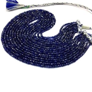 Shop Sapphire Faceted Beads! 1 Strand Of 18 Inch Natural Faceted Blue Sapphire Rondelle Beads 3.5 To 4.MM Sapphire Gemstone Beads Top Quality | Natural genuine faceted Sapphire beads for beading and jewelry making.  #jewelry #beads #beadedjewelry #diyjewelry #jewelrymaking #beadstore #beading #affiliate #ad