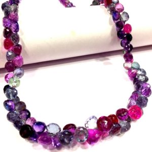 Shop Sapphire Bead Shapes! AAAA+ QUALITY~~Extremely Beautiful~~Multi Sapphire Faceted Onion Beads Necklace Sparkling Sapphire Gemstone Necklace 20 Inches Long.. | Natural genuine other-shape Sapphire beads for beading and jewelry making.  #jewelry #beads #beadedjewelry #diyjewelry #jewelrymaking #beadstore #beading #affiliate #ad
