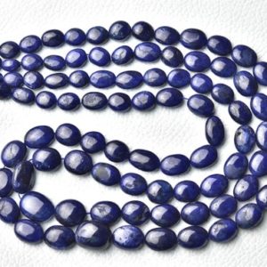 Shop Sapphire Bead Shapes! Natural Sapphire Plain Oval Beads 6x8mm to 9x11mm Smooth Oval Beads Gemstone Beads Dyed Blue Sapphire Beads Jewelry 8 Inch Strand No5715 | Natural genuine other-shape Sapphire beads for beading and jewelry making.  #jewelry #beads #beadedjewelry #diyjewelry #jewelrymaking #beadstore #beading #affiliate #ad