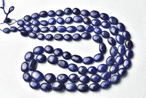 Natural Sapphire Plain Oval Beads 6x8mm To 9x11mm Smooth Oval Beads Gemstone Beads Dyed Blue Sapphire Beads Jewelry 8 Inch Strand No5715
