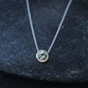 Shop Sapphire Pendants! Green Sapphire Necklace in 18K Rose Gold – Green Gemstone Pendant Necklace in Gold | Natural genuine Sapphire pendants. Buy crystal jewelry, handmade handcrafted artisan jewelry for women.  Unique handmade gift ideas. #jewelry #beadedpendants #beadedjewelry #gift #shopping #handmadejewelry #fashion #style #product #pendants #affiliate #ad
