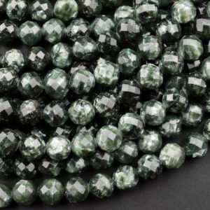 AAA Natural Green Seraphinite Faceted Round Beads 2mm 3mm 4mm 6mm Gemstone From Russia 15.5" Strand | Natural genuine beads Seraphinite beads for beading and jewelry making.  #jewelry #beads #beadedjewelry #diyjewelry #jewelrymaking #beadstore #beading #affiliate #ad