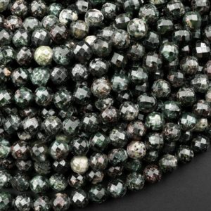 Shop Seraphinite Beads! Natural Green Seraphinite Faceted Round Beads 3mm 4mm 6mm Gemstone From Russia 15.5" Strand | Natural genuine faceted Seraphinite beads for beading and jewelry making.  #jewelry #beads #beadedjewelry #diyjewelry #jewelrymaking #beadstore #beading #affiliate #ad