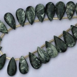 Shop Seraphinite Beads! Natural, 20 piece Smooth Pear Seraphinite gemstone Briolette Beads, 9×18 mm App, Seraphinite teardrop, green Seraphinite, sale, custom bead | Natural genuine other-shape Seraphinite beads for beading and jewelry making.  #jewelry #beads #beadedjewelry #diyjewelry #jewelrymaking #beadstore #beading #affiliate #ad