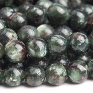 Shop Seraphinite Beads! Genuine Natural Seraphinite Gemstone Beads 4-5MM Green Round A+ Quality Loose Beads (120189) | Natural genuine round Seraphinite beads for beading and jewelry making.  #jewelry #beads #beadedjewelry #diyjewelry #jewelrymaking #beadstore #beading #affiliate #ad