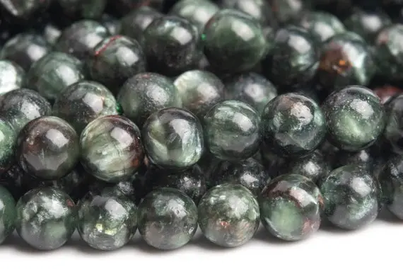 Genuine Natural Seraphinite Gemstone Beads 4-5mm Green Round A+ Quality Loose Beads (120189)